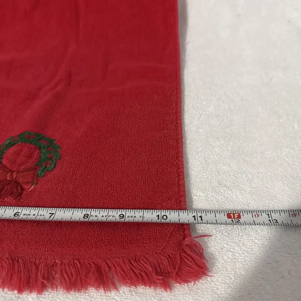 LOT‎ Vintage Holiday Fingertip Hand Towels Cannon Martex Red Christmas Fringe